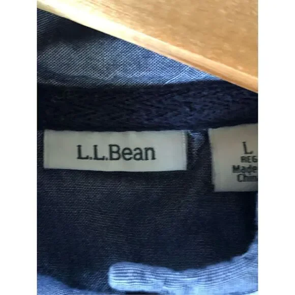 L.L Bean Long Sleeve Henley Sweatshirt Womens Button Cotton SZ L - Picture 9 of 10